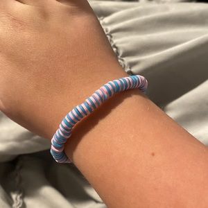 PINK AND BLUE BEADED BRACELET